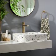 Milano Rivington - Terrazzo Effect Rectangular Countertop Basin - 505mm x 370mm (No Tap Holes)