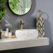 Milano Alden - Terrazzo Effect Round Countertop Basin - 360mm (No Tap Holes)