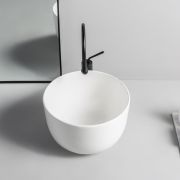 Milano Hemsby - White Modern Round Countertop Basin - 350mm (No Tap-Holes)