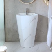 Milano Axton - Marble Effect Modern Freestanding Basin - 535mm x 480mm (1 Tap Hole)
