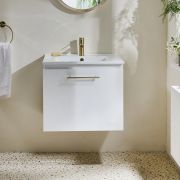 Milano Lurus - 600mm Wall Hung Modern Vanity Unit with Basin - Choice of Finish and Handles