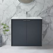 Milano Edge - 810mm Wall Hung Modern Vanity Unit with Basin - Choice of Finish and Handles