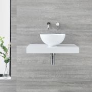 Milano Lurus - 600mm Floating Shelf and Irwell Countertop Basin - White