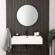 Milano Annalise  - Black Round Wall Hung Mirror - 600mm