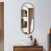 Milano Gianna - Brushed Copper Oval Wall Hung Mirror - 1000mm x 400mm