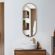 Milano Gianna - Brushed Brass Oval Wall Hung Mirror - 1000mm x 400mm