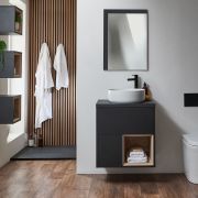 Milano Bexley - 600mm Wall Hung Open Shelf Vanity Unit - Choice of Basin, Finish and LED Light