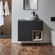 Milano Bexley - 800mm Wall Hung Open Shelf Vanity Unit - Choice of Basin, Finish and LED Light