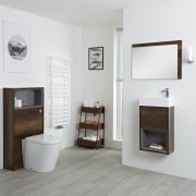 Milano Bexley - Dark Oak 400mm Vanity Unit with Basin, WC Unit, Rivington Back to Wall Pan
