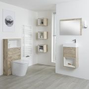Milano Bexley - Light Oak 400mm Vanity Unit with Basin, WC Unit, Rivington Back to Wall Pan