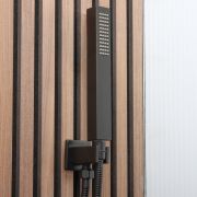 Milano Preto - Modern Hand Shower with Integrated Wall Bracket and Outlet Elbow - Black