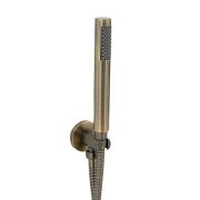 Milano Clarus - Modern Round Hand Shower with Wall Bracket and Integrated Outlet Elbow - Aged Gold