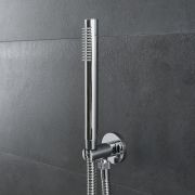 Milano Mirage - Modern Round Hand Shower with Wall Bracket and Integrated Outlet Elbow - Chrome