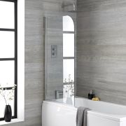 Milano Portland - Chrome Curved Top Bath Shower Screen