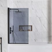 Milano Nero-Luna - Smoked Glass Bath Shower Screen
