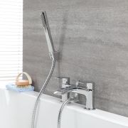 Milano Razor - Modern Deck Mounted Bath Shower Mixer Tap with Hand Shower - Chrome