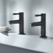 Milano Nero - Modern Bath Pillar Taps - Black