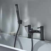 Milano Nero - Modern Bath Shower Mixer Tap with Hand Shower - Black