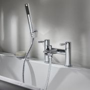 Milano Mirage - Modern Deck Mounted Bath Shower Mixer Tap with Hand Shower - Chrome