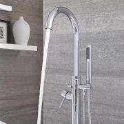 Milano - Modern Round Freestanding Bath Shower Mixer Tap with Hand Shower - Choice of Finish