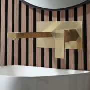 Milano Lyra - Modern Wall Mounted Basin Mixer Tap - Brushed Brass