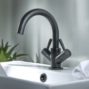 Milano Nero - Modern Swivel Spout Mono Basin Mixer Tap - Black