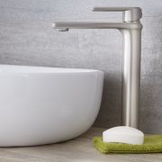 Milano Ashurst - Modern High Rise Mono Basin Mixer Tap - Brushed Nickel