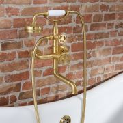 Milano Zandra - Industrial Style Wall Mounted Bath Shower Mixer Tap - Brushed Brass