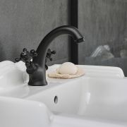 Milano Elizabeth - Traditional Crosshead Mono Basin Mixer Tap - Black
