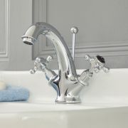 Milano Elizabeth - Traditional Crosshead Mono Basin Mixer Tap - Chrome and Black