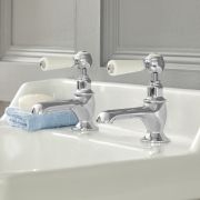 Milano Elizabeth - Traditional Lever Basin Pillar Taps - Chrome and White