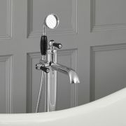 Milano Elizabeth - Traditional Freestanding Mono Bath Shower Mixer Tap with Hand Shower - Chrome and Black