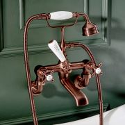 Milano Elizabeth - Traditional Wall Mounted Crosshead Bath Shower Mixer Tap - Brushed Copper