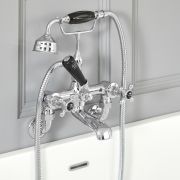 Milano Elizabeth - Traditional Wall Mounted Crosshead Bath Shower Mixer Tap - Chrome and Black
