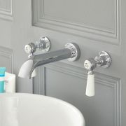 Milano Elizabeth - Traditional Wall Mounted 3 Tap-Hole Lever Head Basin Mixer Tap - Choice of Finish