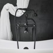 Milano Elizabeth - Traditional Freestanding Crosshead Bath Shower Mixer Tap with Hand Shower - Black