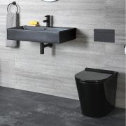 Milano Nero - Modern Back to Wall Toilet and Wall Hung Basin Set - Black