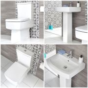 Milano Elswick - Modern Close Coupled Toilet and Pedestal Basin Set