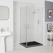 Milano Langley - Chrome Traditional Hinged Double Door Corner Shower Enclosure with Slate Tray - Choice of Size