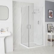 Milano Langley - Chrome Traditional Hinged Double Door Corner Shower Enclosure with Tray - Choice of Size