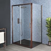 Milano Eris - Copper Corner Sliding Door Shower Enclosure with Slate Tray - Choice of Sizes