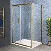 Milano Monet - Antique Brass Corner Sliding Door Shower Enclosure with Tray - Choice of Sizes
