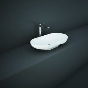 RAK Des - Gloss White Modern Oval Countertop Basin - 700mm x 350mm (No Tap-Holes)