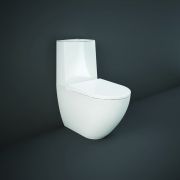 RAK Des - Gloss White Modern Close Coupled Rimless Toilet with Soft Close Seat