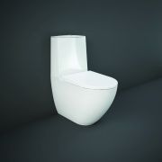 RAK Des - Gloss White Modern Touchless Close Coupled Rimless Toilet with Soft Close Seat