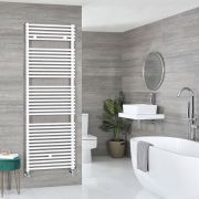 Milano Arno Dual Fuel - White Bar on Bar Heated Towel Rail - 1738mm x 600mm