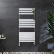 Milano Lustro Dual Fuel Designer Chrome Flat Panel Heated Towel Rail 840mm x 450mm