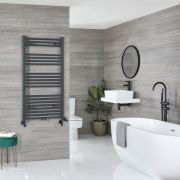 Milano Neva Dual Fuel - Anthracite Heated Towel Rail - 1188mm x 500mm