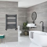 Milano Neva Dual Fuel - Anthracite Heated Towel Rail - 803mm x 500mm