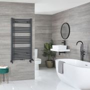 Milano Neva Dual Fuel - Anthracite Heated Towel Rail - 1188mm x 600mm
